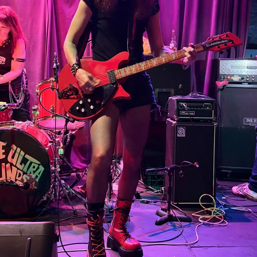 Dolls Kill red & black mismatched combat boots - Picture 7 of 7